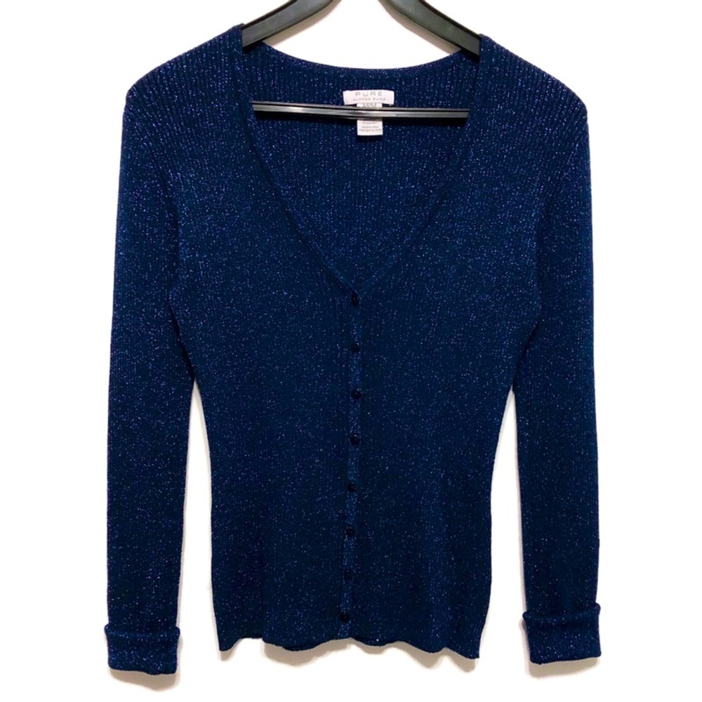 ALFRED SUNG Sparkly Navy Cardigan | Size M